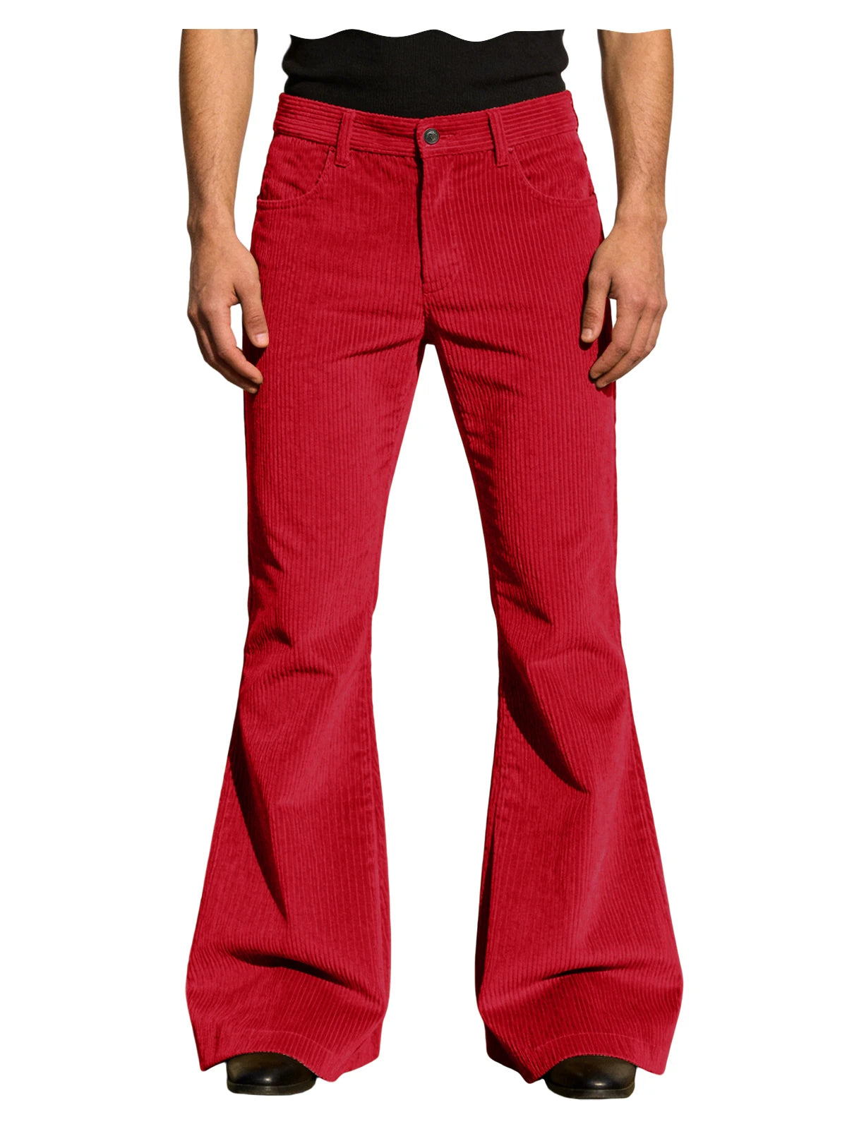 Men's Corduroy Flare Pants Vintage High Waist Bell Bottom Trousers Retro 70s Style Casual Pants for Daily Wear Streetwear