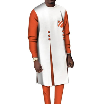 2025 African Casual Men's Suit, 2-piece Shirt and Trousers, Tribal Robe Costume, Wedding Suit  Mens Clothes