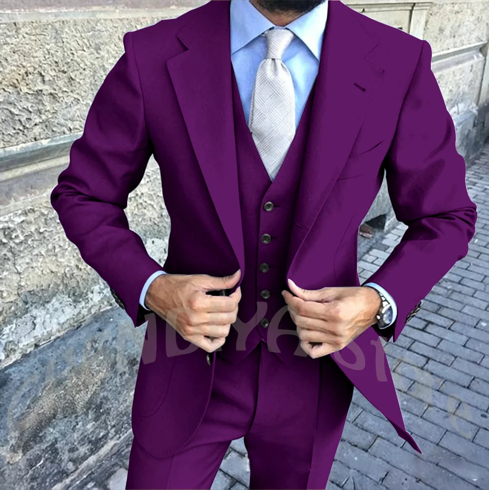 Latest Design Brown Man Work Suit Groom Tuxedos Notch Lapel Mens Business Suits Wedding  Dress Suit Sets (Jacket+Pants+Vest+Tie)