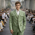 Linen Summer Three Pieces Safari Suit Separates Blazer with Vest Pants for Men Wedding Groom Tuxedo Terno Masculino Men Suit Set