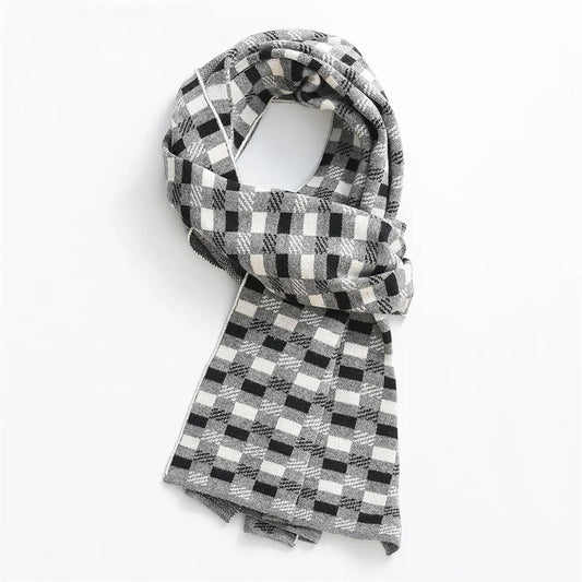 Winter Men Scarf Keep Warm Scarf Casual Fashion Brand Designers Knit Neckerchief Patchwork Wool Cashmere Scarf Shawl Wrap