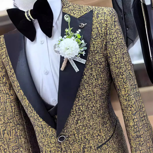 Jacquard Men's Suit 3 Piece Set Wedding Groom Tuxedo Formal White Blazer Formal Slim Fit Outfit Elegant Men's Suit men clothing