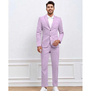 Handsome Light Purple Suits for Men Single Breasted 2 Piece Jacket Pants Male Clothing Wedding Party Business Smart Blazer Sets