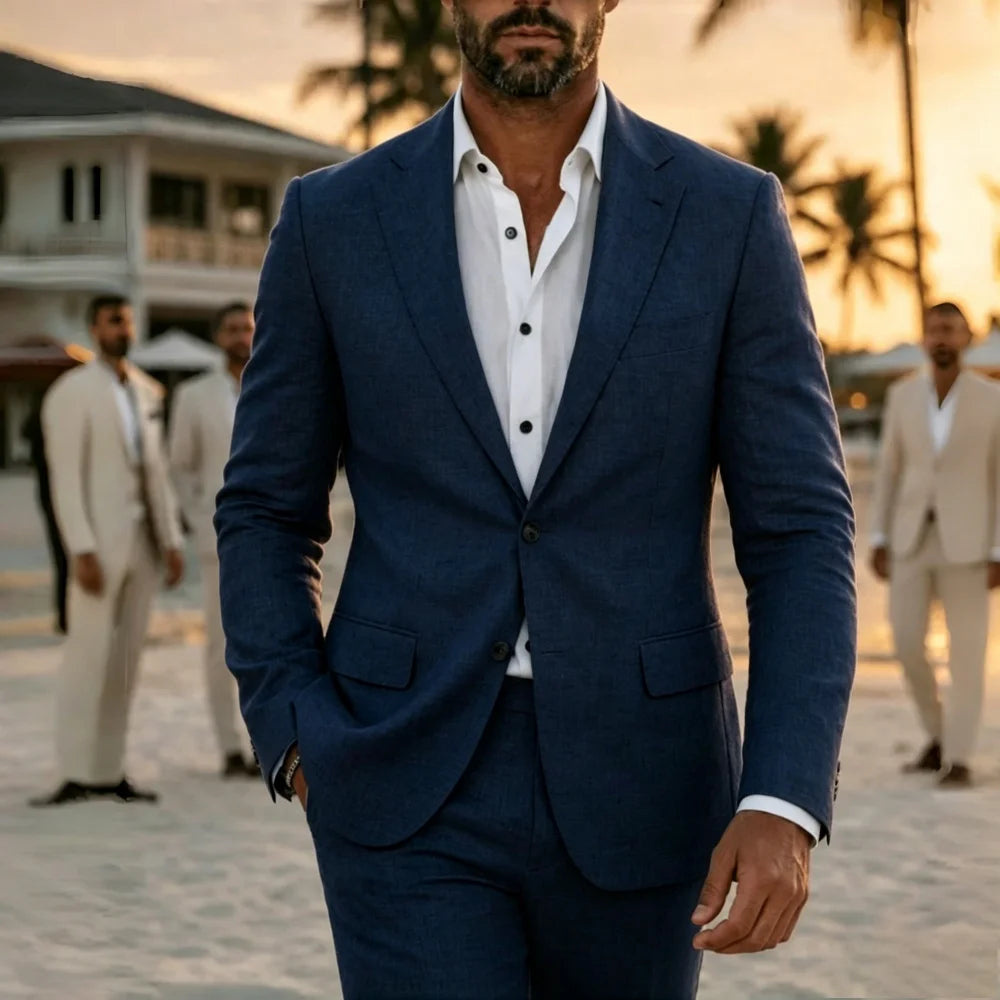 2 Pieces Lightweight Linen Suit Separates Jacket with Pants for Men Summer Wedding Groom Tuxedo Vestidos Madre Del Novio 2026