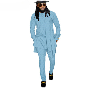 New Direct African National Batik Cotton Fashion Casual Two-piece Set (top + Pants) Men's Suit Can Be Customized  Man Clothes