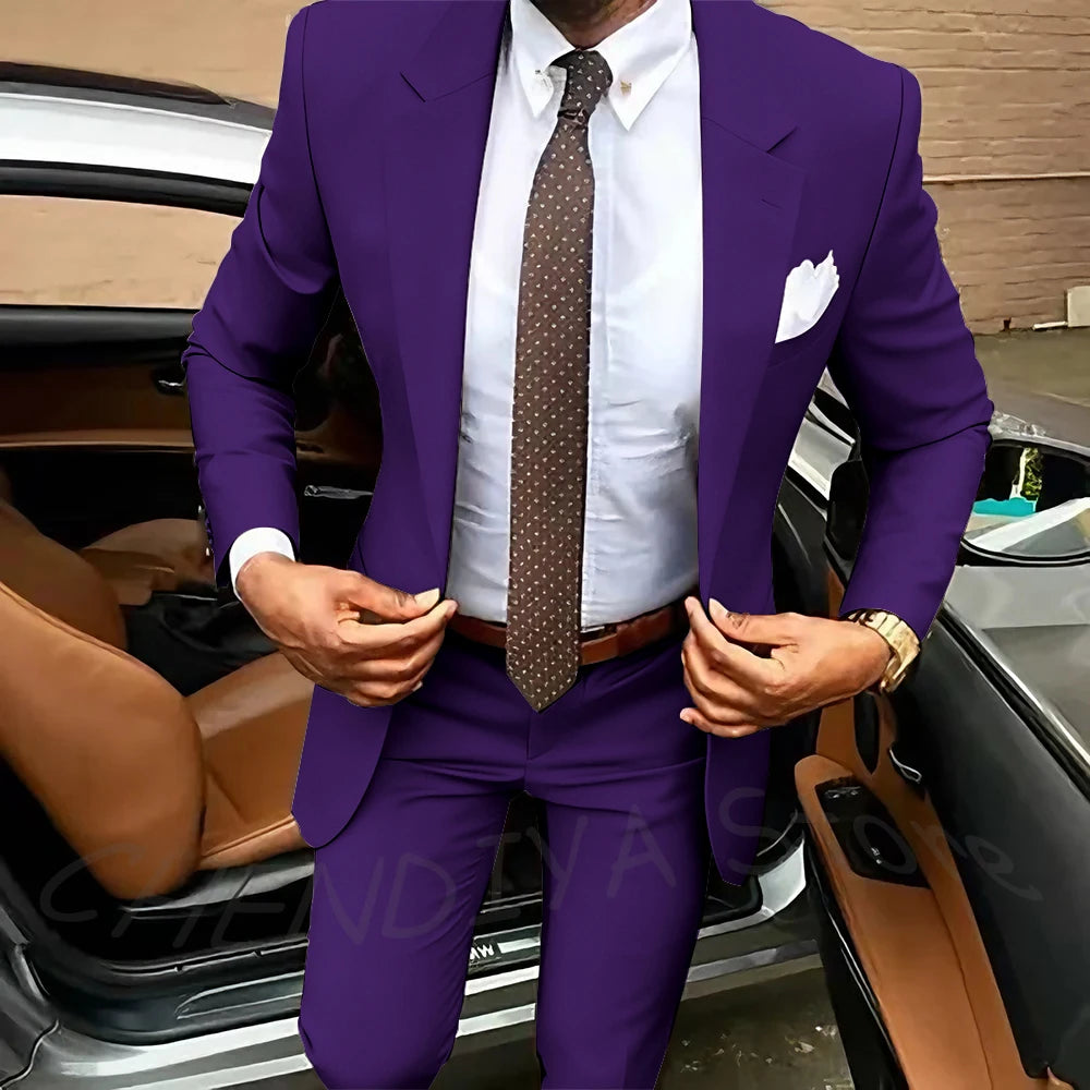Dark Brown Men's Suits Classic Notched Lapel Slim Fit 2 Pieces Chic Single Breasted Formal Dinner Business Outfits Jacket Pants