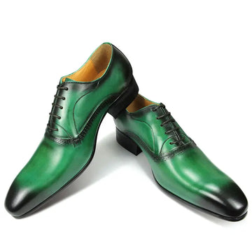 Black Green New Dress Men Shoes Exquisite Lace-up Designer Party Office Oxfords Pointed Toe Big Size 2023 Spring/Autumn