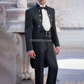Handsome Black Suits For Men Fashion Double Breasted Tailor-Made 3 Piece Formal Evening Party Wedding Groom Jacket Vest Pants