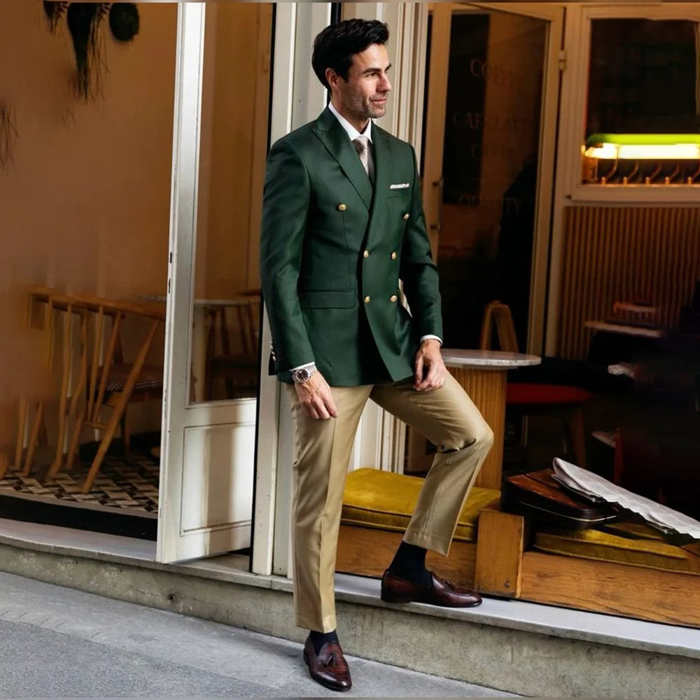 Fashion Smart Business Costume Homme Men Suits Dinner Party Tuxedos Work Commute Jacket Pants 2 Pieces