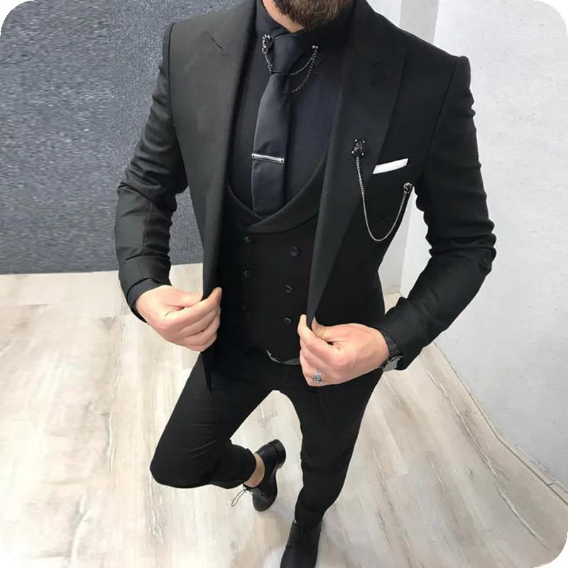2025 Latest Design Men Suits Fashion Wedding Tuxedo Formal Casual Business Groom 3 Piece Male Suit Slim (Blazer+Vest+Pants)