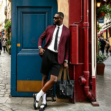 Elegant Men's Suit 2 Pieces Set Jacket Shorts Social Party Blazer Sets Office Commute Streetwear Male Fashion Casual Outfits