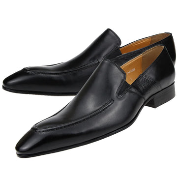 Purely Handmade Genuine Cow Leather Shoes Men's Sapato Social Formal Wedding Dress Shoes Loafers Pointed Toe Stylish Shoe