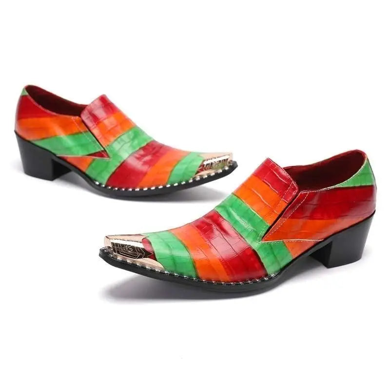 Red Patent Leather Men's Shoes Metal Toe Slip On Casual Business Shoes Elegant Male Dress Shoe