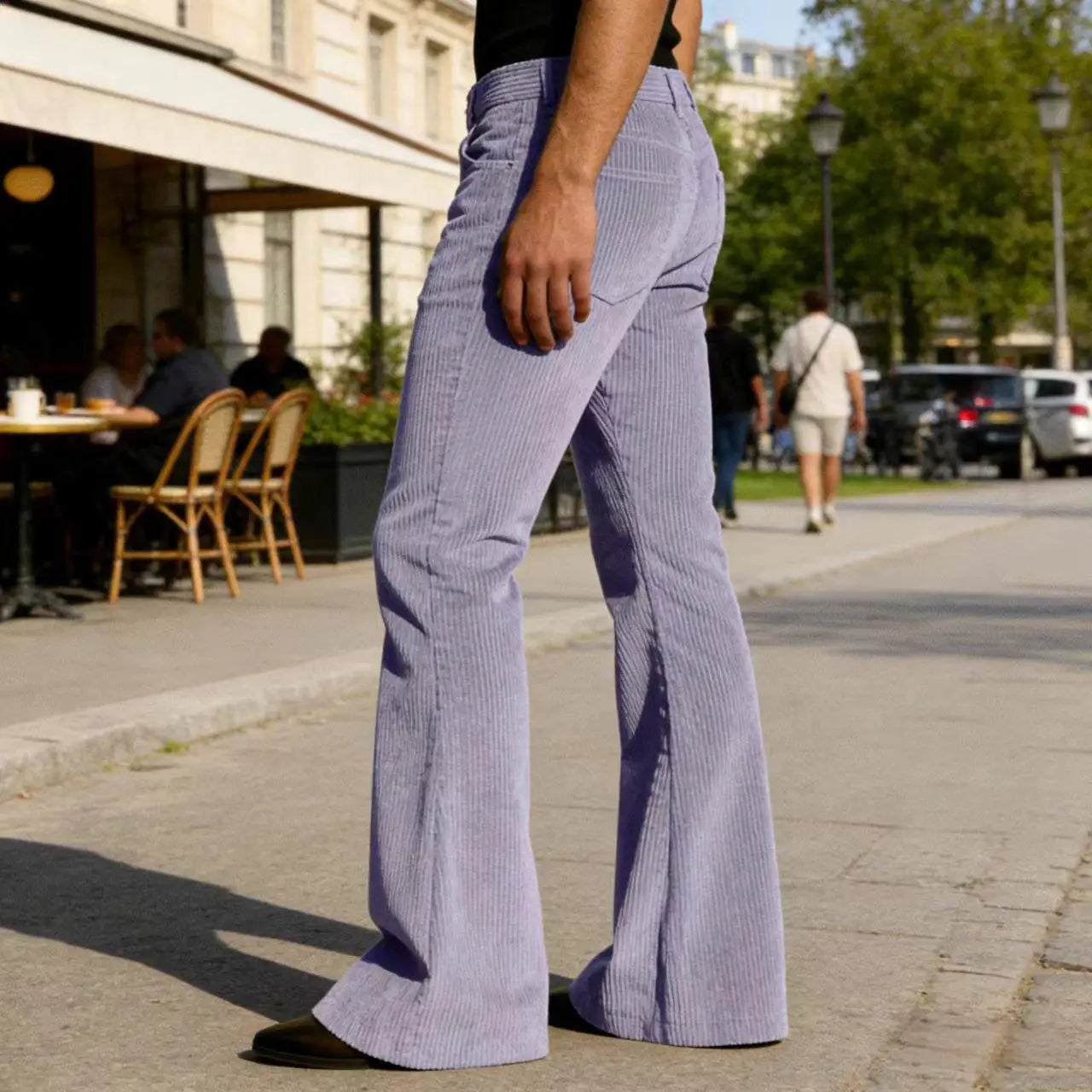 Men's Corduroy Flare Pants Vintage High Waist Bell Bottom Trousers Retro 70s Style Casual Pants for Daily Wear Streetwear