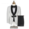 Chinese Style Men's Suits 3 Piece High-end Shawl Lapel Single Button Outfits (Jacket+Vest+Pants) Prom Party Groom Wedding Tuxedo
