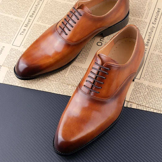 Elegant Men Leather Dress Shoe Sapato Social Masculino Party Office Suit Matches Comfortable Handcrafted Business Man's Footwear