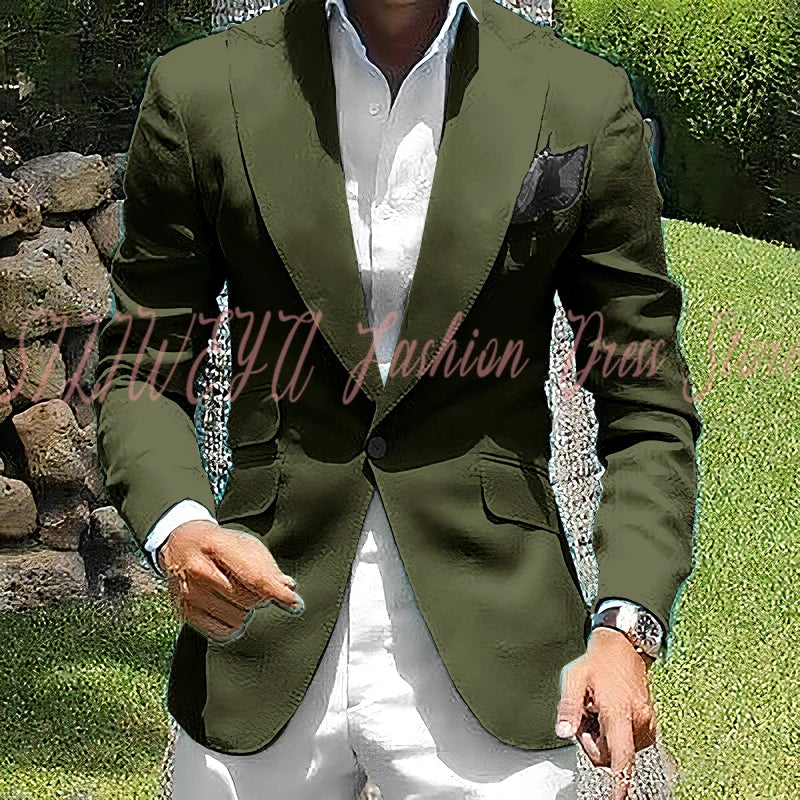 Fashion Single Breasted 2 Pieces Men's Suit Jacket Pants High Quality Boutique Male Clothing Customized