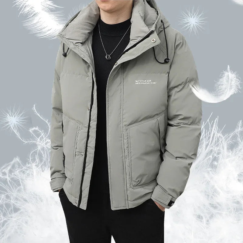 Trendy Plus Size Winter White Goose Down Jacket Men's High-End Feel Cropped Cross-Border Casual Scene Jacket Thickened