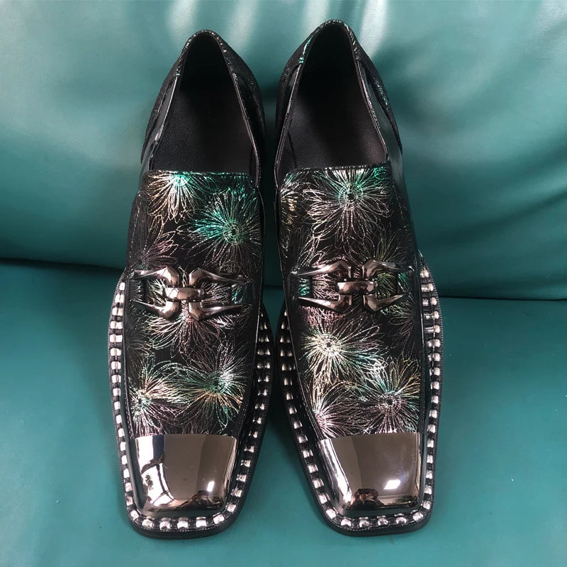 Paneled Square Iron Toe Shoes Unique Design Men's Leather Shoes Men's Casual Shoes Formal Oxford Shoes Men's Fashion Shoes New