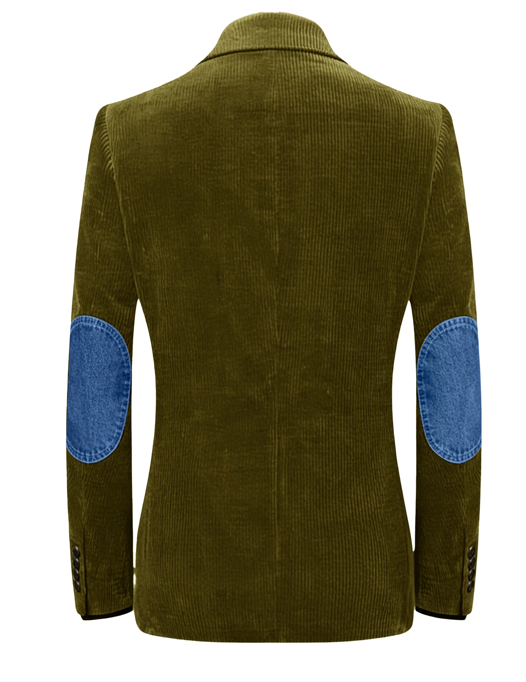 Vintage Men's Corduroy Blazer Jacket with Denim Elbow Patches Casual Business Notch Lapel Suit Sport Coats for Men Spring