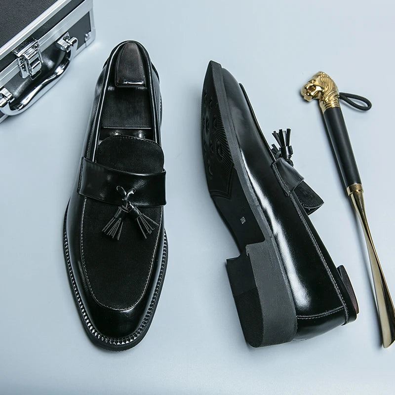 Original Men Slip On Loafers Tassels Suede Leather Shoes Men Dress Shoes Office Casual Business Gentleman Wedding Shoes For Man