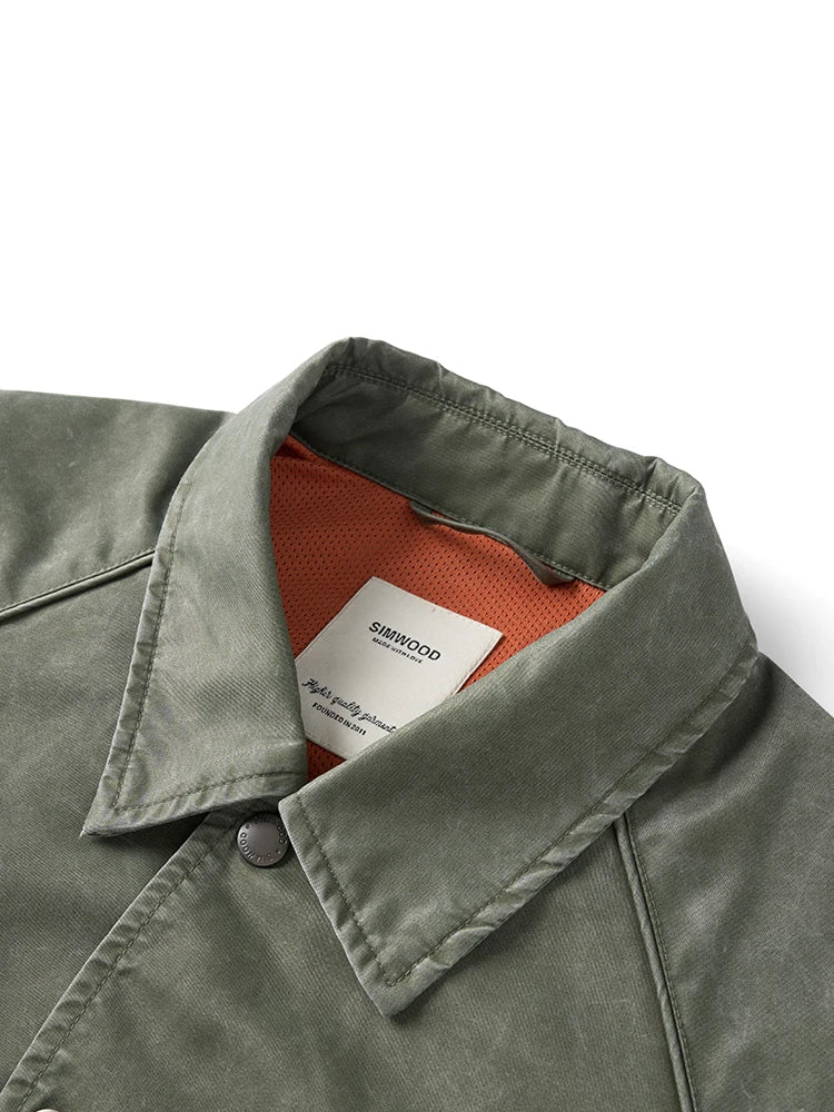 SIMWOOD 2025 Spring New Oversize Washed Vintage Jackets Men Letter Embroidery Plus Size Jackets Brand Clothing