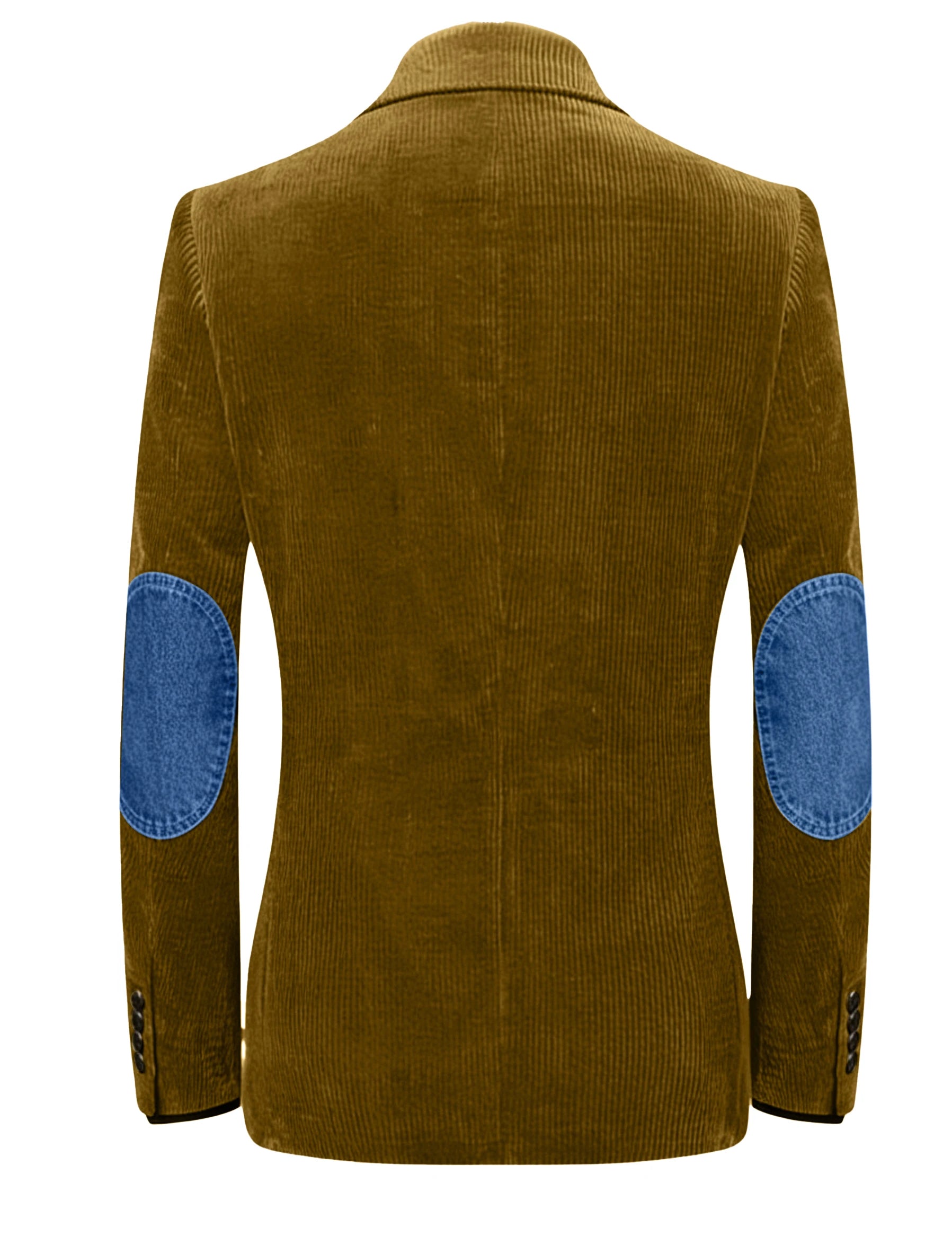 Vintage Men's Corduroy Blazer Jacket with Denim Elbow Patches Casual Business Notch Lapel Suit Sport Coats for Men Spring