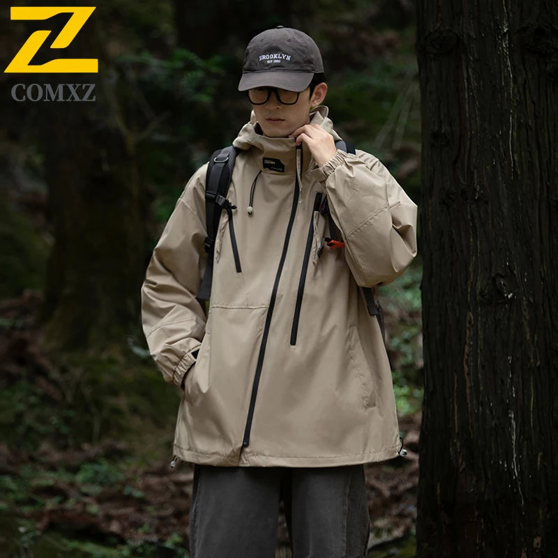 Men's Jacket 2025 New Fashion Hooded Waterproof Windproof Jackets Outdoor Camping Adventure Lightweight Breathable Outerwear