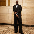 Fashion 2-Pieces Black Single Breasted Suit Set (Blazer+Pants) High-Quality Costumes Hommes Luxurious Wedding Groom Tuxedos
