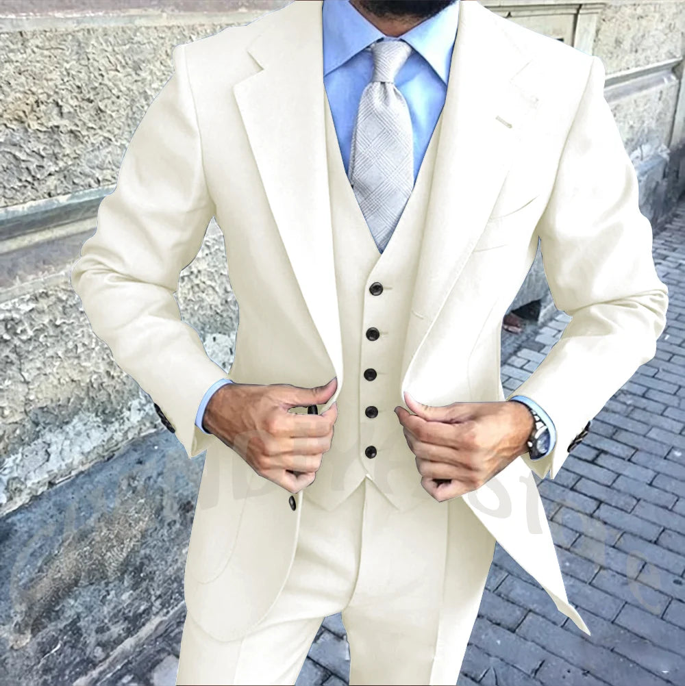 Latest Design Brown Man Work Suit Groom Tuxedos Notch Lapel Mens Business Suits Wedding  Dress Suit Sets (Jacket+Pants+Vest+Tie)