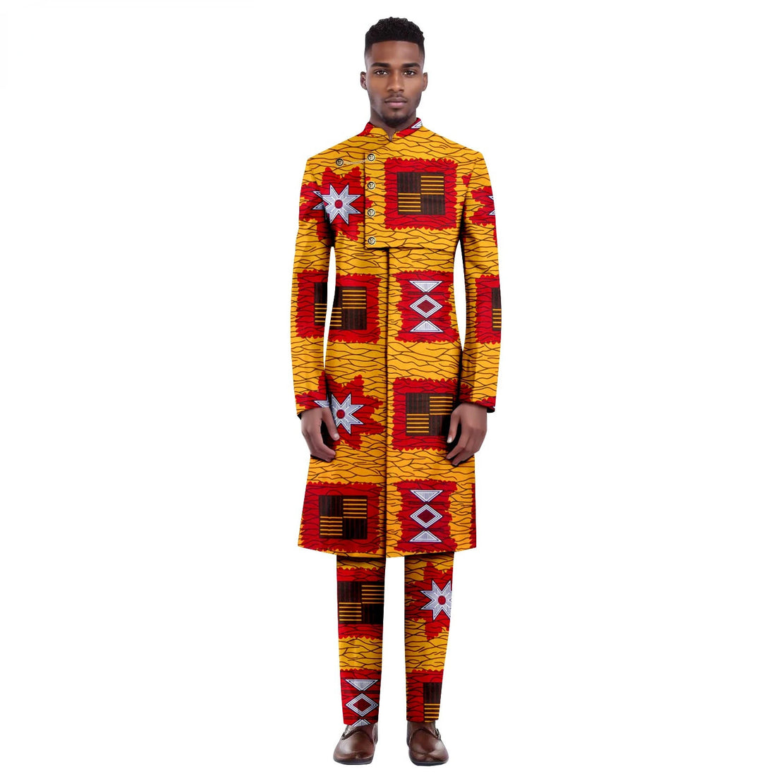 New 2024 Fashion African National Batik Cotton Men's Casual Suit Men's Suit Groom Best Man Wedding Dress  Men Clothes