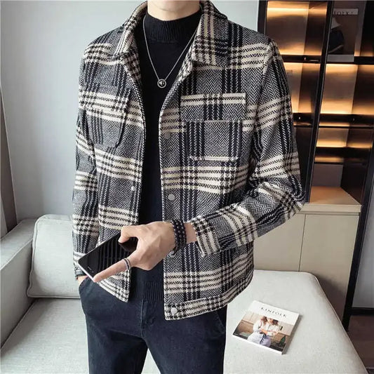 Veste marron pour hommes Chinese Slim Slim Plaid Hous et Blazers Coats Fashion 2024 Elegant Luxury Designer Classic Casual