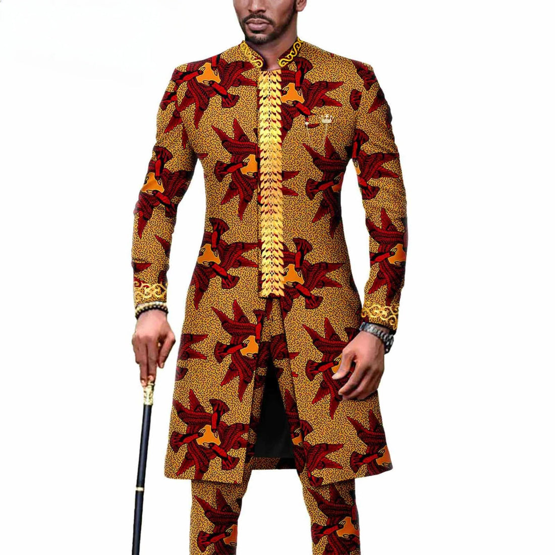 2025 Men`s Business Suits Single Breasted Embroidery Chain Print Blazer and Pants Set African Clothes for Party Wedding