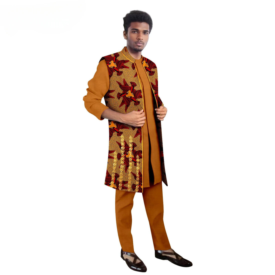 2025 Men`s Suit African Clothing Dashiki Printed Jacket and Pants 3 Piece Set Dress Suit  Attire for Wedding  Clothes for Men