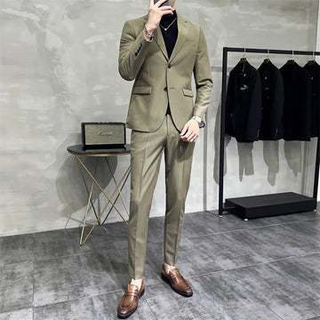 G037 Two-piece casual suit for men Korean style slim fit trendy handsome groom wedding suit jacket top