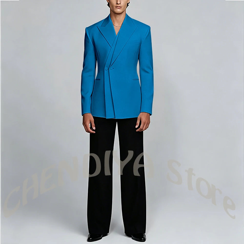 White And Black Unique Suits For Men Groom Wedding Handsome Peaked Lapel Double Button Prom Party Formal Elegant Male Set