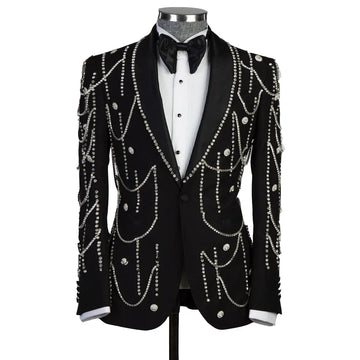 B08 Luxury Black Groom Wear Suits Men 2 pièces Pantalon Blazer Notched Abeld Groom Tuxedos Sets Mariage Prom Blazers Suit pour la fête