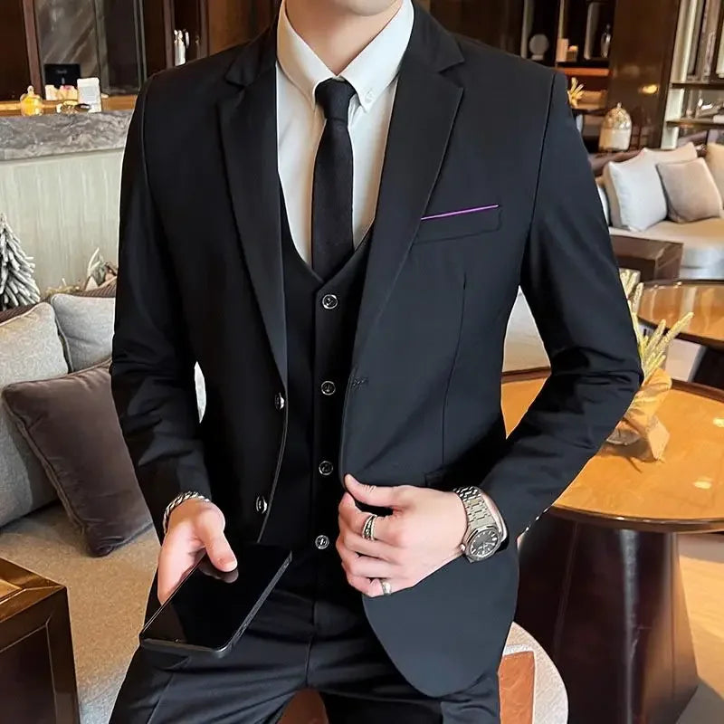 The New Boutique 6XL (Blazer + Vest + Trousers) Men's Suit Fashion Business Italian Style Wedding Gentleman Dress Formal 3-piece