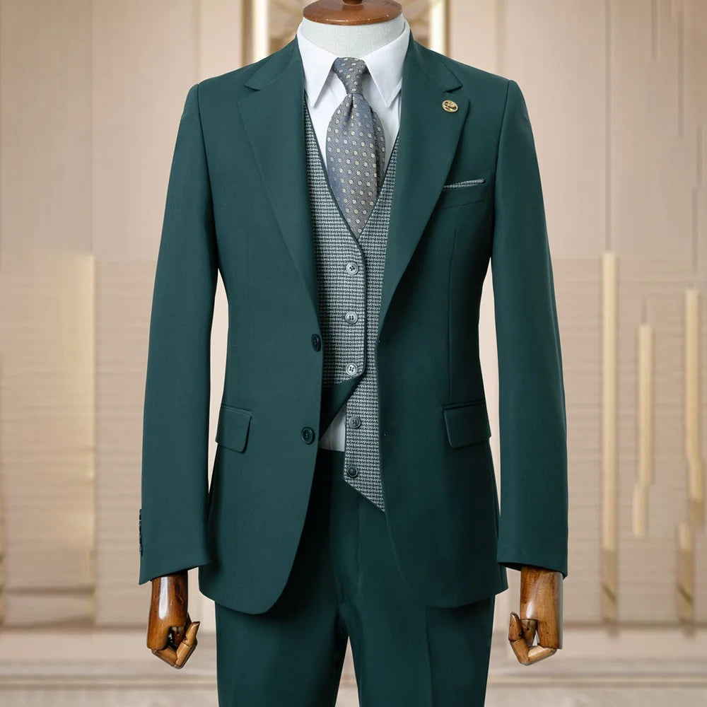 Custom Made Dark Green Groom Tuxedo Formal Business Men Suit Prom Wedding Party 2 Pieces Jacket+Pants