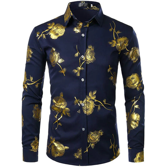 Floral Hawaiian Shirts Men Fashion Shirt Long Sleeve Beach Blouse Men's Clothing Vocation Blouses Male Camisas Flower