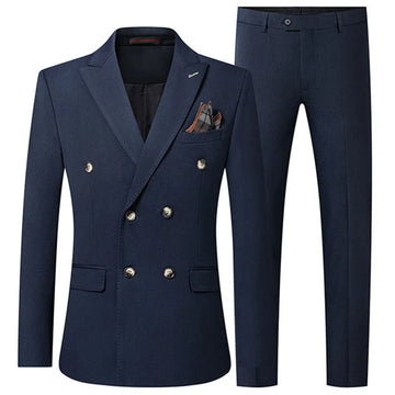 2023 Fashion Nouvelle boutique décontractée pour hommes Double poitrine de couleur solide Business Business 3 PCS Blazers Veste Mabinement pantalon