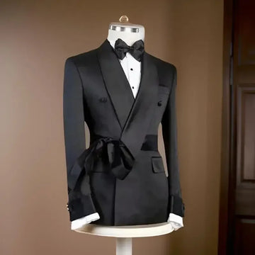 Formal Men Suit Jacket With Belt Single 1 Piece Slim Fit Male Blazer With Double Breasted Fashion Wedding Suit Coat 2025