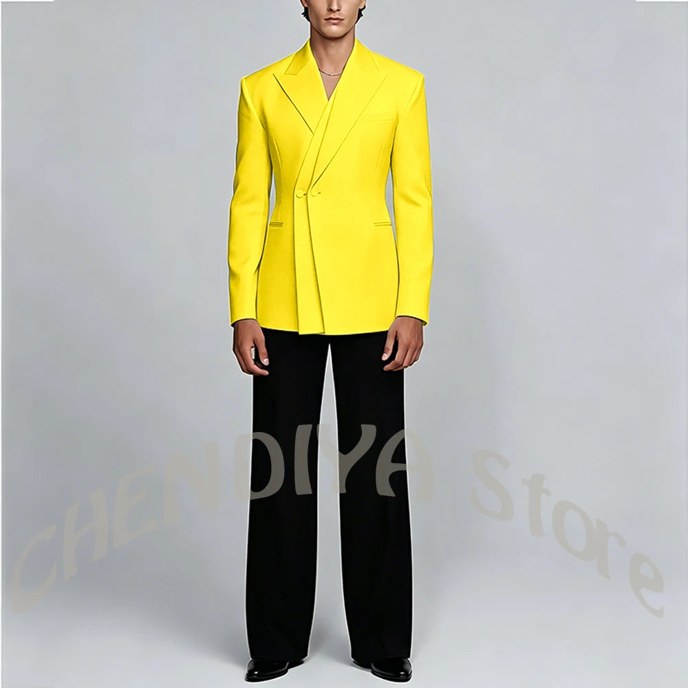White And Black Unique Suits For Men Groom Wedding Handsome Peaked Lapel Double Button Prom Party Formal Elegant Male Set