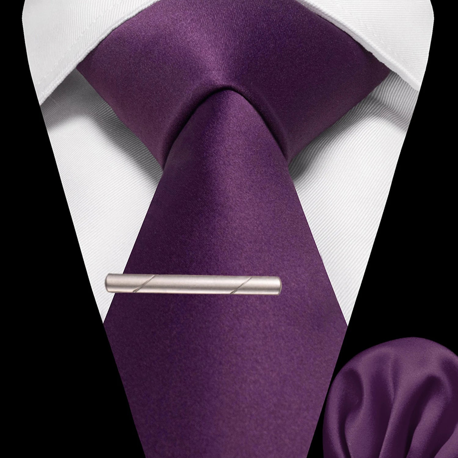 JEMYGINS Solid polyester Men Tie Handkerchief tie clip Set Blue Pink Mint Green Necktie for Wedding Party Business Accessories