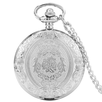 Luxury Retro Silver Quartz Pocket Watch Fashion Medieval Style Necklace Pendant Chain Jewelry Gift Steampunk Clock for Men Women