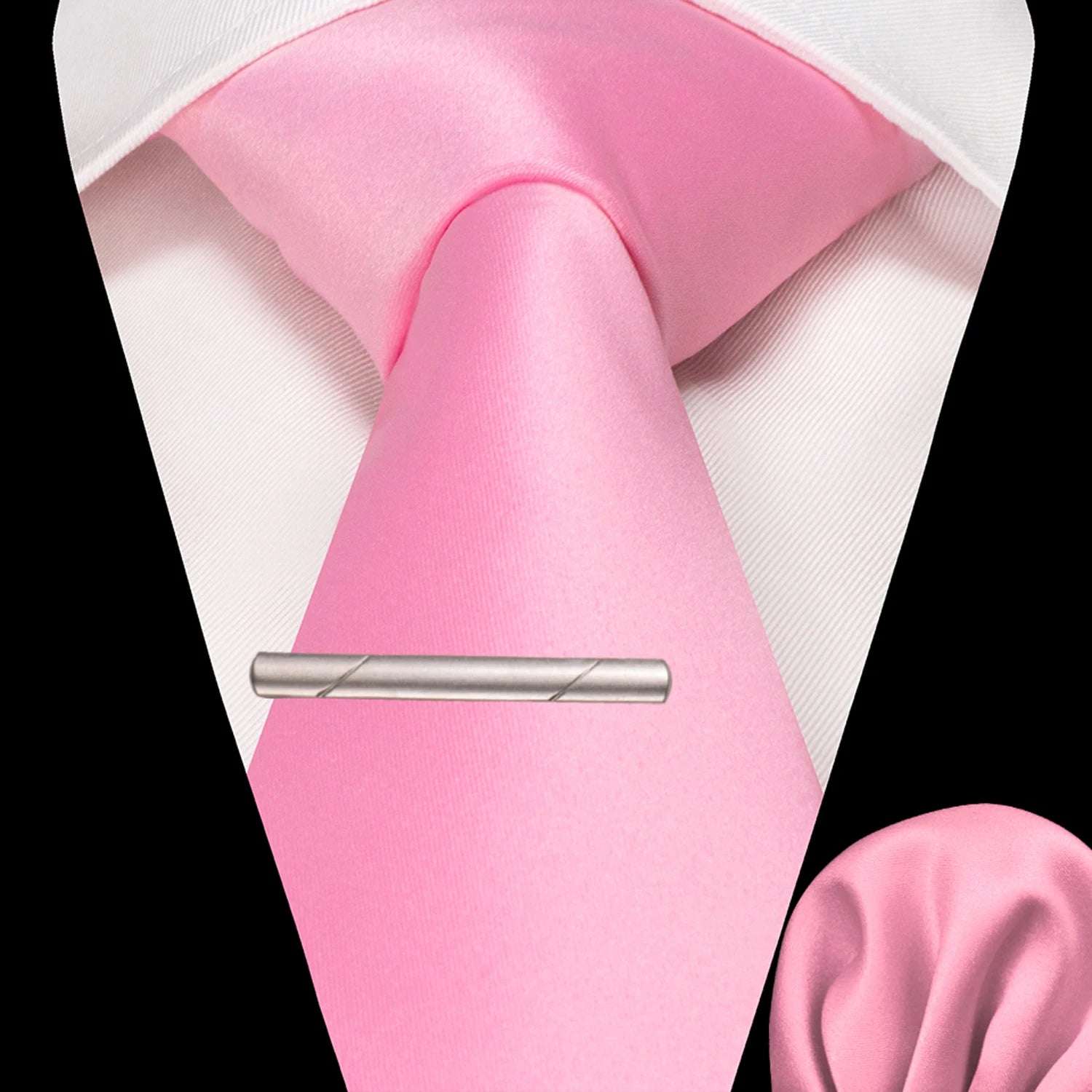 JEMYGINS Solid polyester Men Tie Handkerchief tie clip Set Blue Pink Mint Green Necktie for Wedding Party Business Accessories