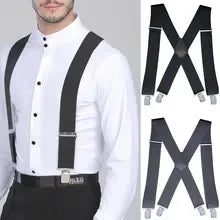 3cm Wide Suspenders High Elastic Adjustable Straps Suspender Unisex Heavy Duty X Back Trousers Braces for Wedding Suit Skirt