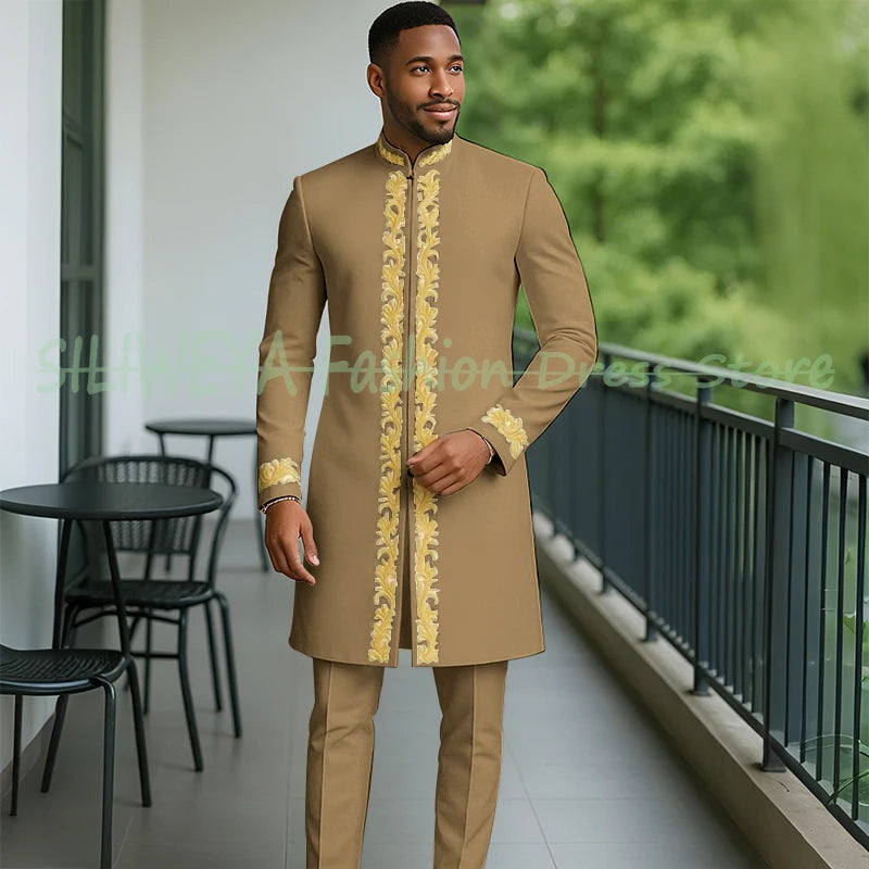 High Quality Men Retro Figure Slim Fit Tuxedo Prom Suit Fashion White Male Groom Wedding 2 Pieces Blazer Set