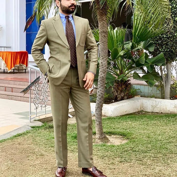 Casual Men's Suits Two Piece Single Breasted Peak Lapel Slim Fit Suit For Man Daily Work Home Fashion Business Jacket Pants