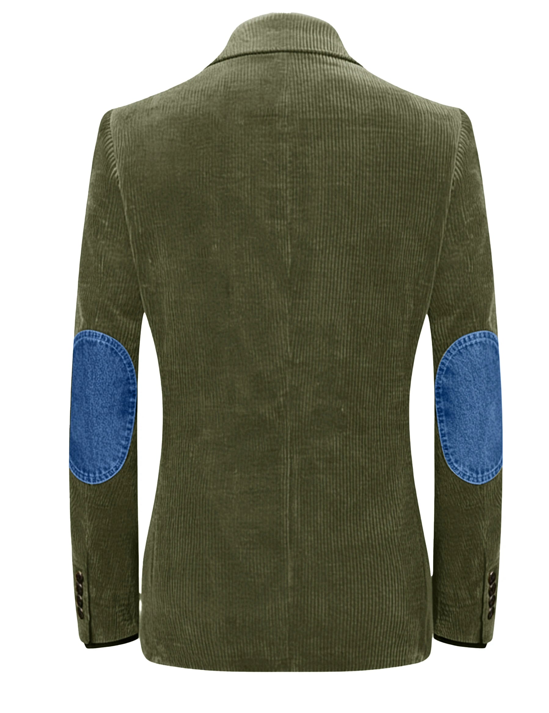 Vintage Men's Corduroy Blazer Jacket with Denim Elbow Patches Casual Business Notch Lapel Suit Sport Coats for Men Spring